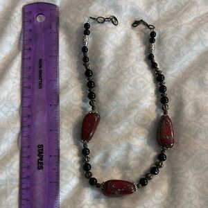 Elegant Red and Black Beaded Necklace